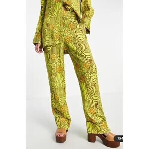 Floral Patterned Boot Cut Pants